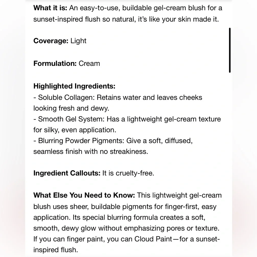 NIB Full Size Glossier Cloud Paint Gel Cream Blush: Dusk